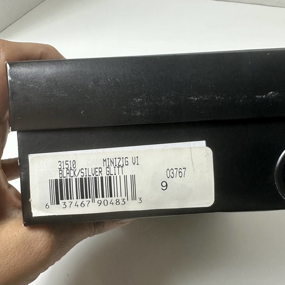 NIB Mini Melissa Campana Little Girls Black/Silver Glitter ZigZag Mary Jane Sz 9 - Picture 8 of 14